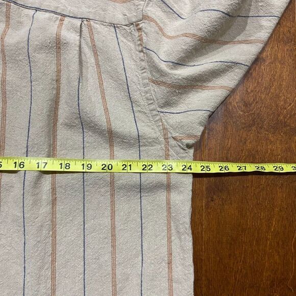 Fieldmaster Vintage Outdoors Linen Blend Button Front Shirt Tan Blue Men's LT - Picture 7 of 8